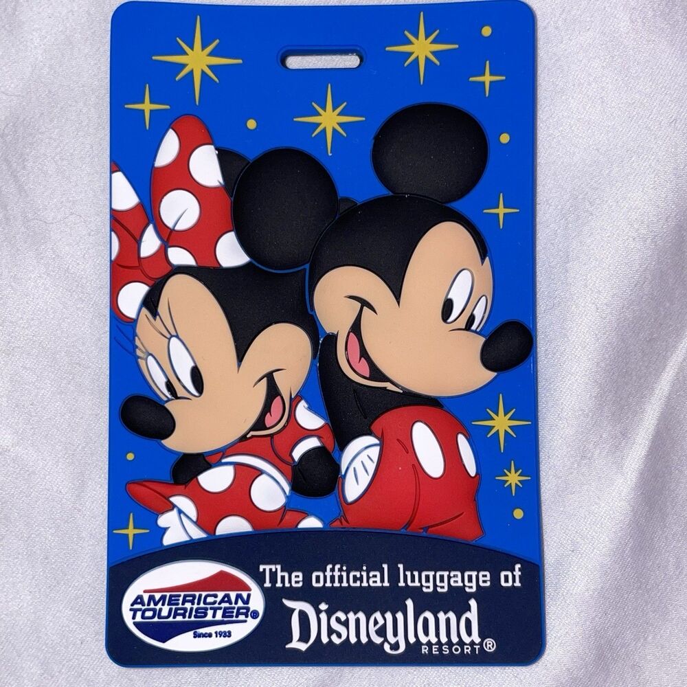 Disney Travel Luggage Bag Tag Mickey & Minnie Disneyland American Tourister NEW